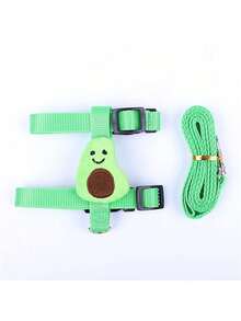 1 set/2 paquetes/3 paquetes Arnés y correa ajustable para conejo, con forma de fresa, zanahoria y otras frutas, arnés y correa de chaleco lindo para conejos, hurones y mascotas pequeñas, para entrenamiento, paseo y ocio - Multicolor - Ver 8