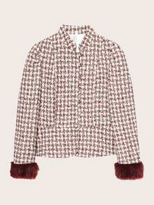 格纹修身立领夹克，适合春秋季穿着 - 彩色 - 查看 1