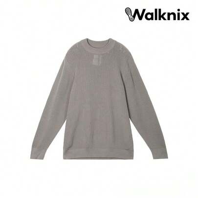 Nike Solid Round Neck Long Sleeve Knit Sweater Wolf-Grey Sweaters Men