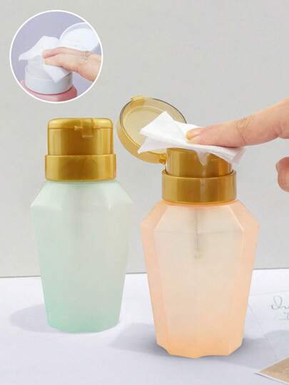 Diamond Shape Nail Polish Remover Press Bottles,Push Down Pump Dispenser Bottles, Refillable Liquid Containers For Alcohol, Nail Polish Makeup Remover, Salon, Hospital, Travel Use