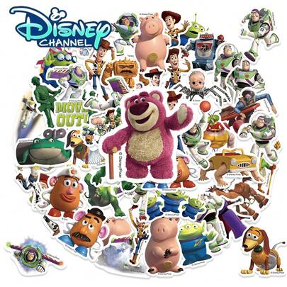Disney 50张玩具总动员贴纸，创意涂鸦贴纸，办公用品，手机和电脑贴纸，高品质，精美酷炫贴纸，趣味经典彩色卡通设计，礼品装饰，手机壳装饰，可重复使用，彩色卡通设计，适用于水瓶、滑板、手机等，是学习用品的完美之选，也是节日送礼佳品。
