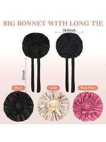 1件/2件/4件装缎面睡帽，丝滑蝴蝶结睡帽，弹性宽边女士睡帽，可卷发 - 均碼 - 查看 2