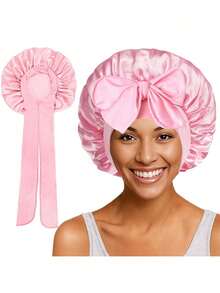 1件/2件/4件装缎面睡帽，丝滑蝴蝶结睡帽，弹性宽边女士睡帽，可卷发 - 均碼 - 查看 11