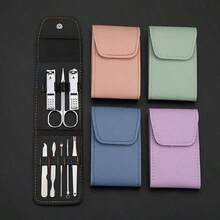 8pcs Stainless Steel Nail Clipper, Nail File, Ear Pick, Foldable Storage Bag, Manicure Tool Set - Multicolor - View 3