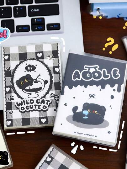 1 Piece Of Black Cat Plastic Notebook Cartoon Cute Portable Pocket Book Student Mini Notebook Suitable For Daily Use By Men And Women