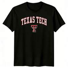 Texas Tech Red Raider Double T Logo Graphic T-Shirt NCAAs RedRaider  T-Shirt, CollegeBasketball Tee. - Black - View 1