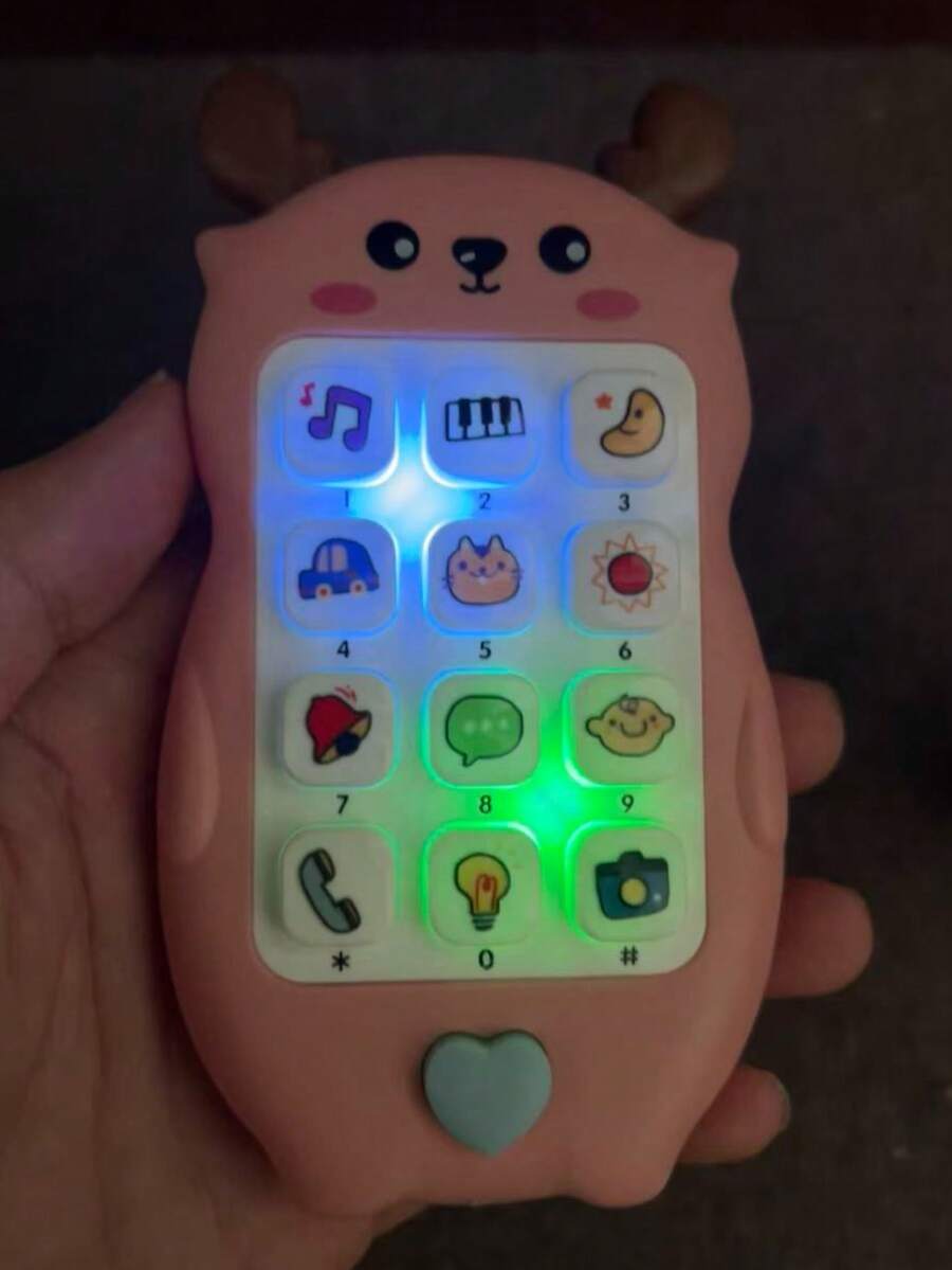 1 szt. realistyczny telefon dla dzieci w kształcie jelenia z kreskówek, podświetlany, muzyczny mini tablet dla dzieci, prezent urodzinowy dla chłopców i dziewcząt, zabawka dla dziewcząt, telefon dla dzieci - Wielokolorowe - Zobacz 1