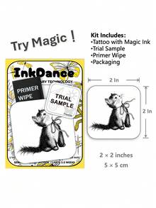 1 Kit "Kitten With A Bow" Revolutionary Technology Tattoos, Semi-Permanent Tattoos, Temporary Tattoos, Men Hand Tattoo, Long Lasting, Fake Tattoos, Water-Resistant, Authentic Tattoo Look, Plant-Based MNF099 - Black - View 3