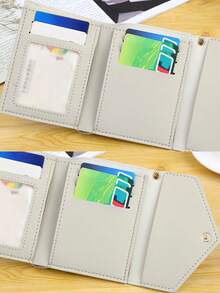 Tassel Pendant Decor Wallet Trifold Slim Card Holder Wallet With 1 ID Window 6 Slots 1 Cash Grid Card Holder Multi-Function Wallet Women Short Wallet Fold Coin Purse Purse Flap Card Case Envelope Bag For Travel Vacation Outdoor Travel Essentials - A - View 5