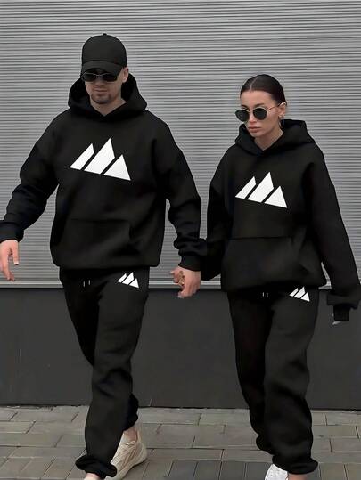 Conjunto de Sudadera con Capucha y Pantalones Deportivos para Parejas Ropa Deportiva de Moda Unisex Suave y Cómodo Material Elástico para Cintura y Puños Diseño Casual y Versátil Ideal para Días