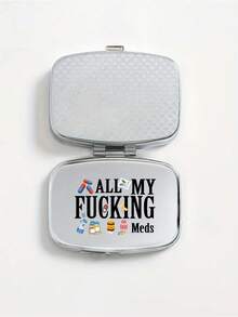 Square Pill Box With Capsule, Tablet, Letter, Bottle Patterns, Portable Medication Storage Compartment, Mini Metal Storage Box, Compact Jewelry And Pill Box, Travel Pill Case, Large Capacity Compartments, Weekly Medication Organizer, Suitable For Daily Medications And Vitamins, Essential For Doctors And Nurses, Emergency Needs, Travel, Hiking First Aid, Creative Gift With Cartoon Logo - Multicolor - View 6