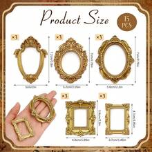 15pcs Mini Vintage Photo Frames, Small Resin Antique-Style Frames, Small Gold-Tone Frames Suitable For DIY Wall Hanging, Jewelry Display, Photography, Party, Hotel, Home Decor (Mini Frame A) - 15 pcs - View 4