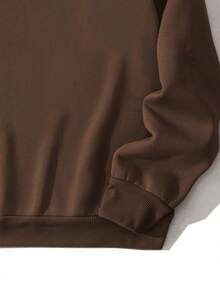 Sweatshirt Leher Bulat Minimalis Kasual Pria untuk Perjalanan Sehari-hari, Motif Berkuda, Musim Semi/Gugur - Coklat - View 3