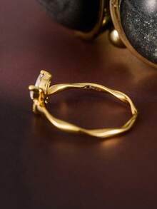 1枚S925纯银简约立方氧化锆蝴蝶戒指，女士时尚甜美百搭蝴蝶个性化优雅戒指礼物 - 蝴蝶型 - 查看 5