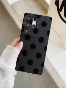 1pc Fashionable Minimalist Black Polka Dot Painted Pattern, Black Matte TPU Material Pupil Eye Shockproof Phone Case, Suitable As Gift For Boyfriend/Girlfriend, Compatible With Samsung, And Other Android Phones - Multicolor - View 1