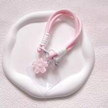 Shockproof Thin Rope Pendant 1pc Jelly Sakura Pendant Keychain Woven Chain Lanyard Short Handy Strap For Phone Handmade Woven Short Rope Phone Case Clip Keychain Spring Gift For Women Birthday Gift - Multicolor - View 7