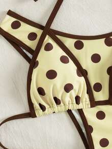 PEPPERMOLLY 2pcs/Set Women's Sexy & Fashionable Black & White Bikini Swimsuit, Summer Beach Wear - Apricot Yellow - View 4