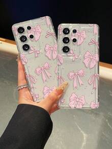 1个时尚创意甜美少女粉色蝴蝶结波点图案透明气垫TPU防震手机壳，适合作为三星Galaxy S22/23/24/25/A05/A05S/A53/A54/A55及其他型号的节日礼物 - 彩色 - 查看 7