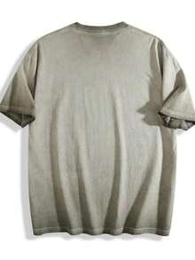 2026 Summer Tops Retro Sun Face Skull Print, Men's T-Shirt, SUBLIM Band Style Free Theme Loose Short Sleeved ShirtLoose And Comfortablesummer Clothes - 髒洗軍綠色 01 - 查看 2