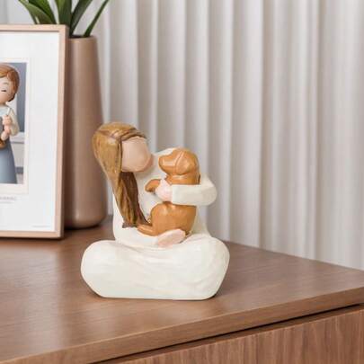 1pc Resin Crafted Angel Statue Memorial Gift For Thanksgiving - Girl Hugging Dog Figurine, Ideal For Pet Loss, Home Decor, And Dog Lovers, Suitable For Thanksgiving, Christmas, Mother's Day