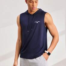 Driftmere 男士连帽无袖上衣，夏季时尚 - 藏蓝色 - 查看 10