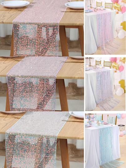 Runner da tavolo con paillettes a tema sirena, tovaglia per feste a tema sirena, decorazione per tavolo di feste, compleanni, matrimoni, adatto per docce nuziali, matrimoni, compleanni, decorazione tavolo per coppie