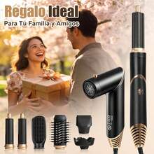 ¡Recomendado7 en 1 Cepillo Secador de Cabello Kit Profesional, Secador de Cabello de Alta Velocidad + Boquillas + Cepillo + Rizador, 3 Temperaturas Ajustables, con Iones para Rizar, Voluminizar y Alisar, Negro¡Top de Temporada - 1 - Ver 9
