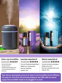 1 pieza Ambientador y humidificador de coche de 300ml, alimentado por USB, 2 modos de funcionamiento, luz LED de 7 colores, apagado automático, niebla silenciosa, difusor de aceites esenciales conveniente, adecuado para decoración de habitaciones, oficina, sala de estar, coche, también un gran regalo para mujeres - Multicolor - Ver 21