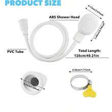 Portable Sink Faucet Shower Head, Multi-Function Rubber Hose Shower Head, Easy To Install, Versatile Sink Shower Head Accessory, Suitable For Bathroom Sink And Garden Hose Connection, For Shampooing, Pet Bathing, RV Bathroom And Home Use - 1.5-meter Extended Shower Head and Metal Adjustment Buckle - View 3