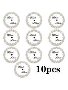 1/2/4/6/10 Pc Personalized Custom Names: Handmade Round Wooden Coasters, Wedding Coasters | Custom Name Wreath Design, Ideal For Weddings, Table Decorations, Wedding Favors, Gifts, And Valentine's Day Decorations - Beige - View 10