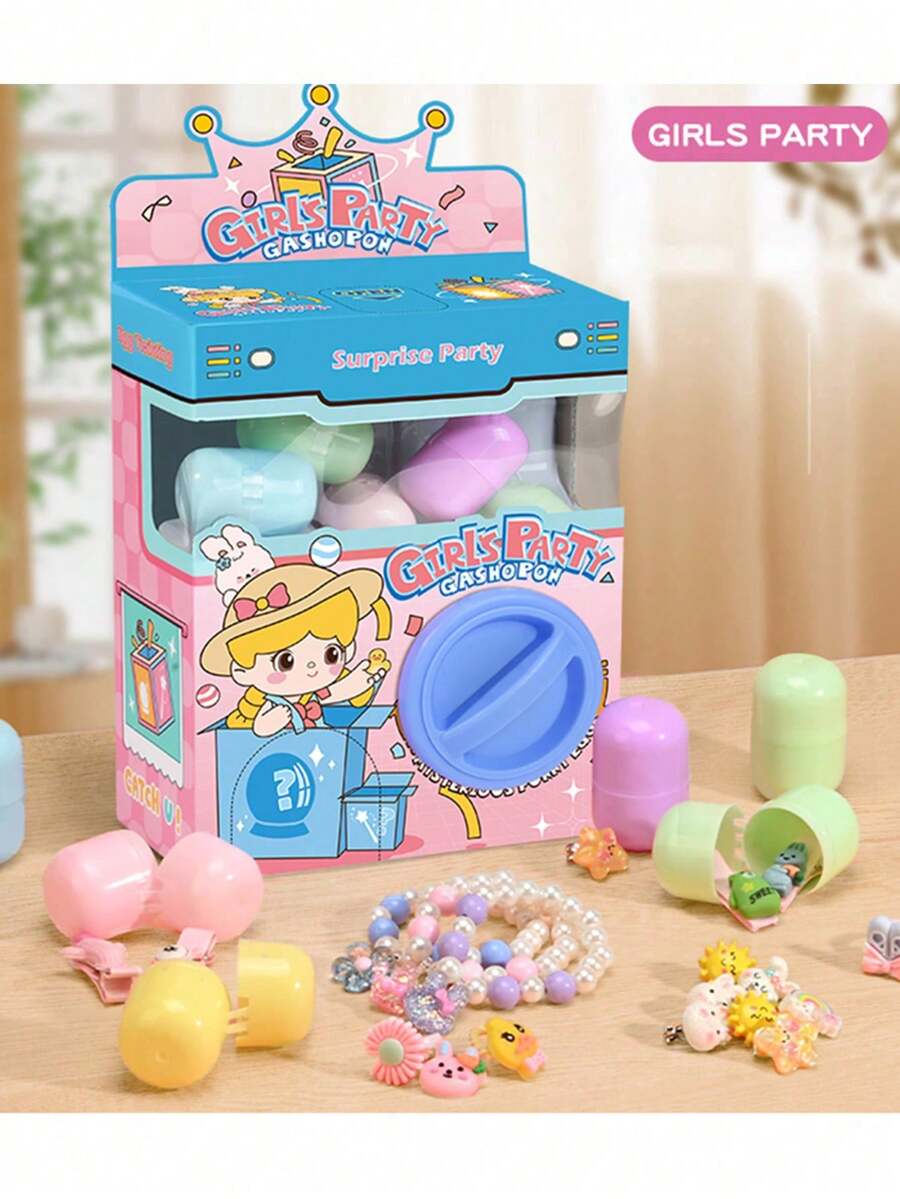 1台圣诞节热门儿童扭蛋机，内含6个随机扭蛋玩具，纸板材质，塑料扭蛋包装，惊喜玩具，儿童圣诞礼物 - 彩色 - 查看 1