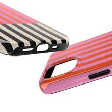 Red & Black Striped Phone Case, Compatible With IPhone 17, 16, 15, 14, 13, 12, 11 - Red and Black Color-blocked Stripes - View 6