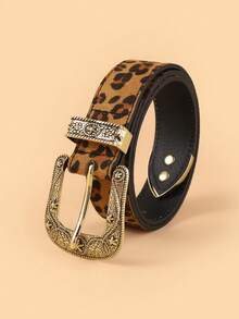 1pc Kids New Leopard Print Wide Belt, High-Quality PU Cowboy Style Belt For Students - Multicolor - View 9