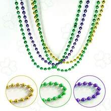 Mardi Gras Bead Necklaces Round Multi Colors Costume Necklace For Events And Party Favor NoveltyCarnival Party Supplies - 12pcs - View 2