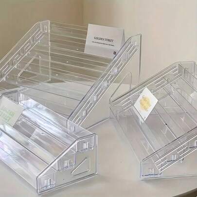 1pc Transparent Acrylic Desktop Display Rack - Multi-Layer Storage Rack, Stackable, Suitable For Anime Badges, Collectible Car Models And Small Toys, Plastic Classic Style Home And Office Decor, Transparent Structure, Multi-Layer Organizer, Desktop Organizer, Collection Display, Modern Aesthetics, Sturdy Structure, Display Rack, Freestanding, Office Worker, Minimalist Design, Office Professional - Perfect For Party, Home, School, Figurines, Pins, Badges, Miniature Models, Cards And Stickers
