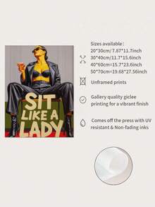 1pc Unframed,Sit Like A Lady | Fashion Poster | Retro Style Woman Art | Bold Pop Art Print | Empowering Female Art | Contemporary Girl Power Art - Letter a - View 6