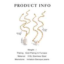 1pc Fashionable Versatile Asymmetrical Baroque Style Pendant Stainless Steel Necklace For Women - Necklace - View 3