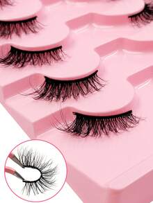 Rikuaild 半截假睫毛 7对 猫眼尾加长假睫毛 仿貂毛条状假睫毛 适合开斋节、节日派对、婚礼、伴娘、旅行、度假、海滩、海边妆容 - 黑色 - 查看 5