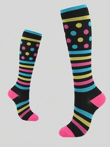 3 Pairs Women's Athletic Socks Compression Socks Knee High Stocking,Slim, Elastic Socks For Exercise, Running, Cycling, Hiking, Hose Circulation - Black - View 3