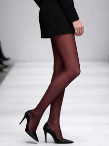 1 Pair Women's Burgundy Stockings, Fashionable And Charming Burgundy Pantyhose, Suitable For Daily Wear And Parties - Burgundy - View 3