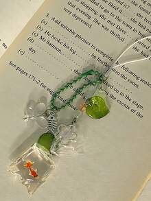 Y2K Aesthetic Handmade Fish Bag Phone Charm - Fish-Shaped Keychain Jewelry For Women, Cute Phone Accessory With Fish Scale Charm & Ring-Like Connector, Compatible With Smartphones & Keys (No Electronics) - Green - View 3