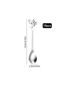 Stainless Steel Leaf-Shaped Dessert Spoon, Coffee Spoon, Stirring Spoon, Leaf-Shaped Spoon, Cake Spoon, Ice Cream Spoon, Picnic Spoon - Multicolor - View 6