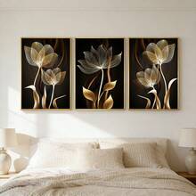 Set de 3 piese de picturi decorative de perete cu flori abstracte botanice, postere decorative cu plante tropicale, picturi suspendate pentru decorarea casei, cadouri creative ideale pentru casă, potrivite pentru sufragerie, birou, dormitor, baie, bucătărie, poster pe pânză fără ramă - floare - Vizualizare 5