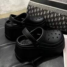 2026新款厚底镂空凉鞋女款，夏季EVA沙滩拖鞋，套脚园艺鞋，露趾木屐 - 黑色 - 查看 7