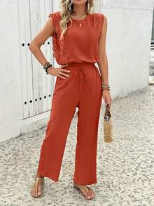 American Retro Lace Jumpsuit, Effortlessly Capturing The Right Vibe. - màu đỏ gạch - Xem 1