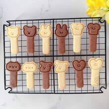 6 Pieces Small Animal Theme Cookie Mold, Family Baking Supplies, Cartoon Cranberry Cookie Biscuit Bread Baking Cutter Biscuit Cutter Biscuit Stamp - White - View 9