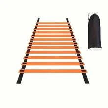 1pc Black Rope & Orange Slice Agility Ladder Speed Training Equipment, Sports Agility Ladder Fitness Ladder, Suitable For Football, Speed Training, Football Fitness Foot Training - Orange - View 2