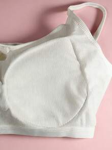 Versatile U-Neck White Gorgeous Backless Tank Top, Fitted Breathable Women's Outerwear, Fashionable Pullover Solid Color Front Button With Chest Pad Casual Sports Vest - White - View 11