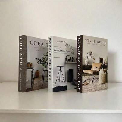 3件套极简家居杂志折叠仿真书，北欧风格室内杂志模拟书，桌面装饰