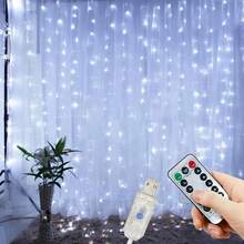 1pc USB Powered Curtain Lights, 600/300/200/100 LED String Lights, 8 Modes, Suitable For Birthday, Wedding, Party, Room, Window, Holiday Decoration (Remote Control Batteries Not Included) - USB Plug - View 20